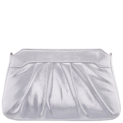 Nina Shoes Amy True Silver Reflective Suedette Clutch