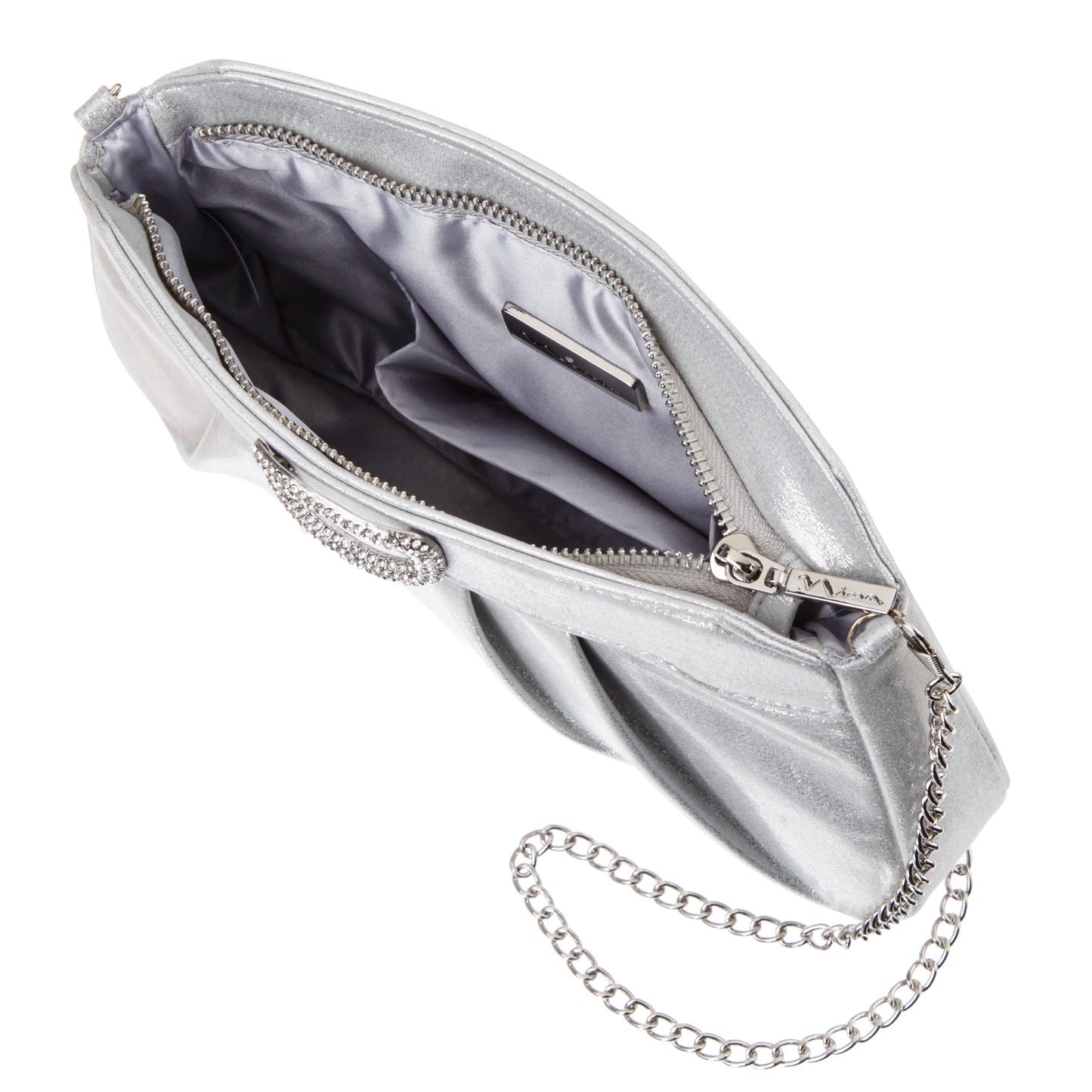Nina Shoes Amy True Silver Reflective Suedette Clutch