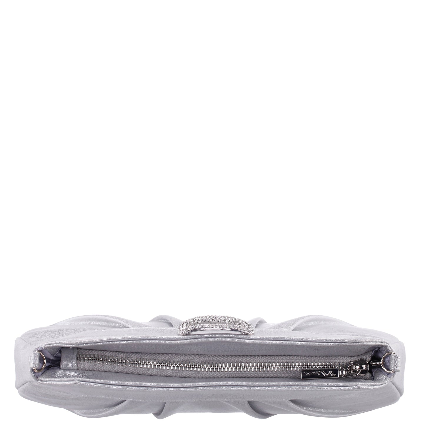 Nina Shoes Amy True Silver Reflective Suedette Clutch