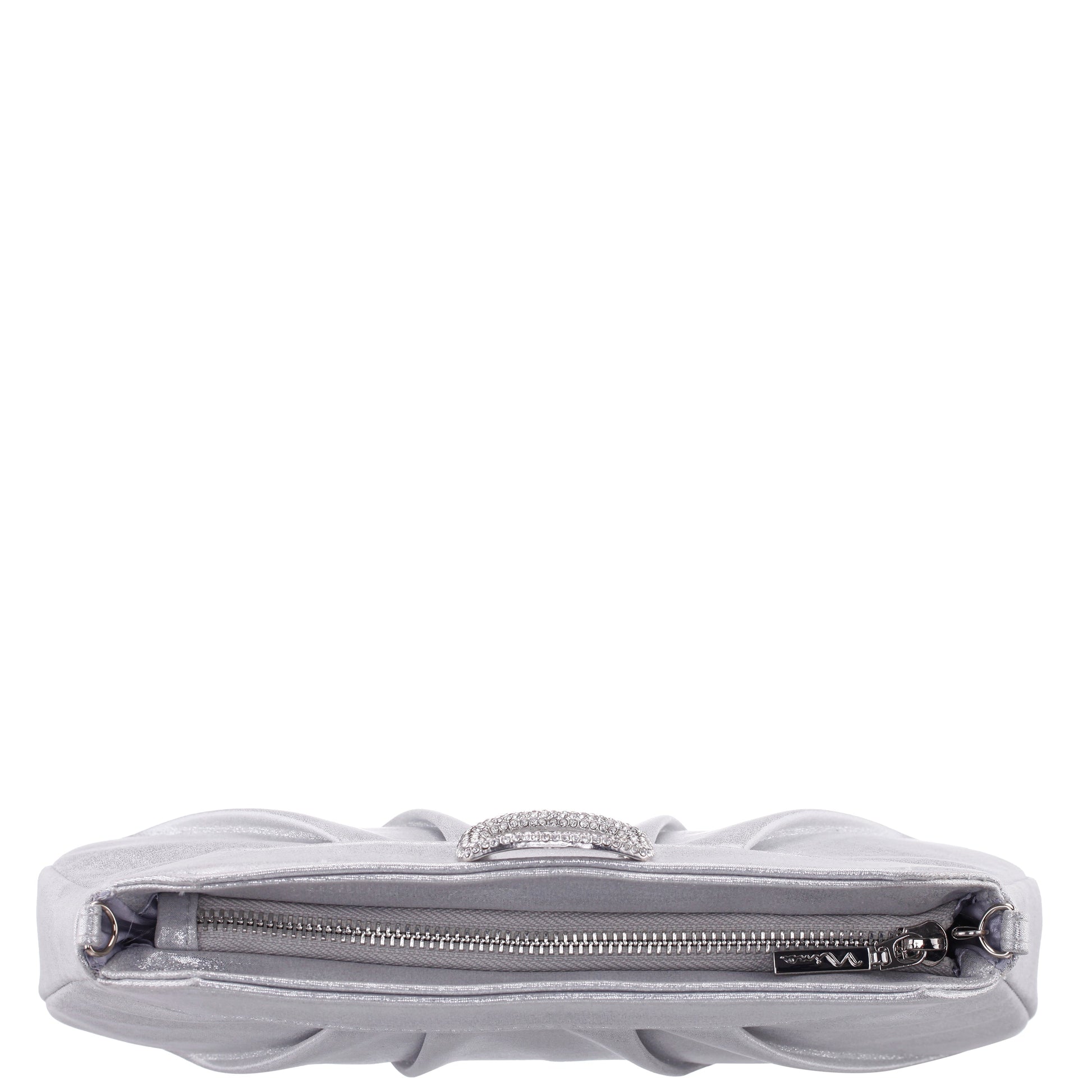 Nina Shoes Amy True Silver Reflective Suedette Clutch