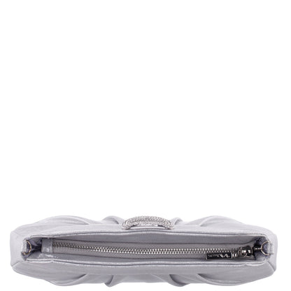 Nina Shoes Amy True Silver Reflective Suedette Clutch