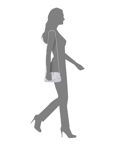Nina Shoes Amy True Silver Reflective Suedette Clutch
