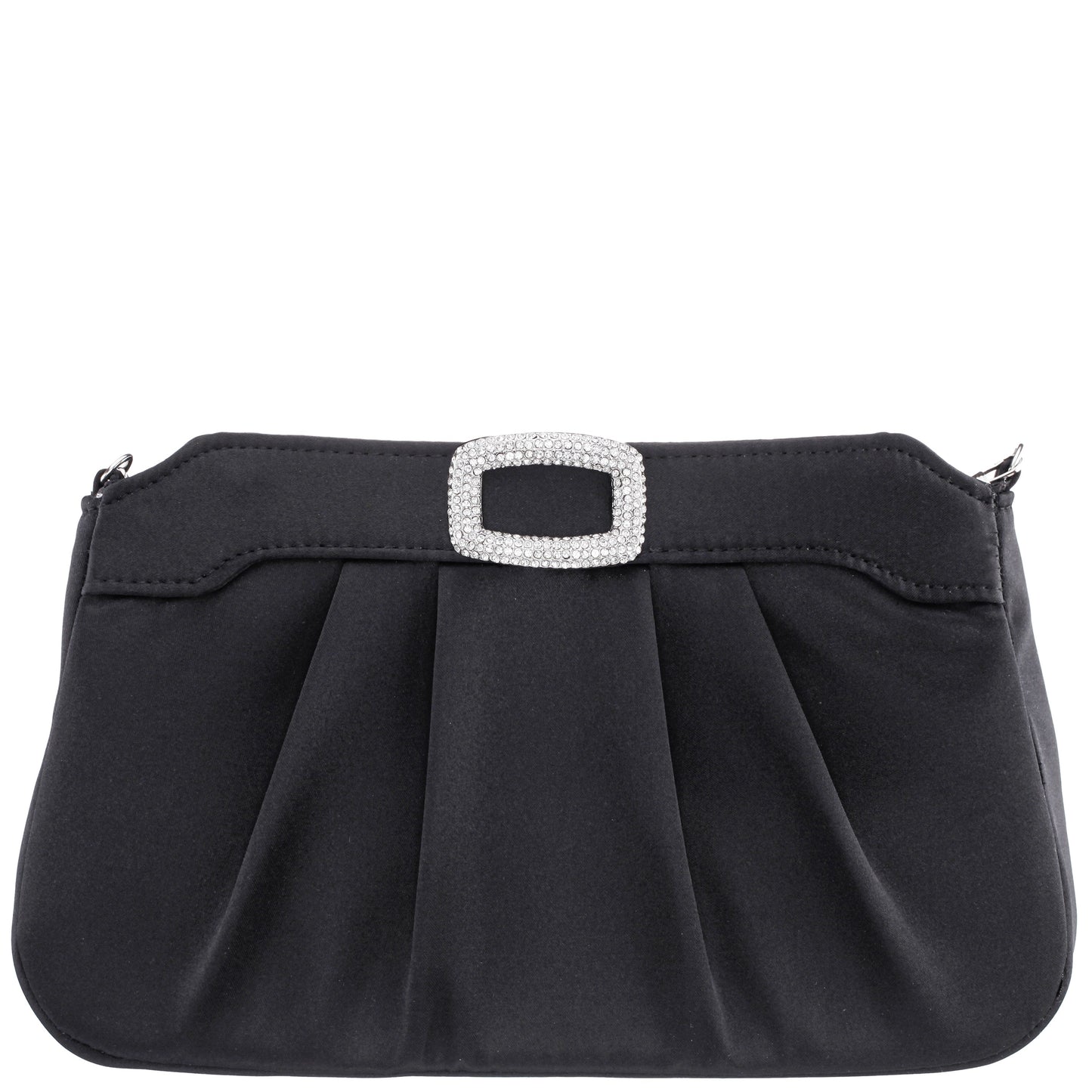 Nina Shoes Amy Black Satin / Glass Crystal Clutch