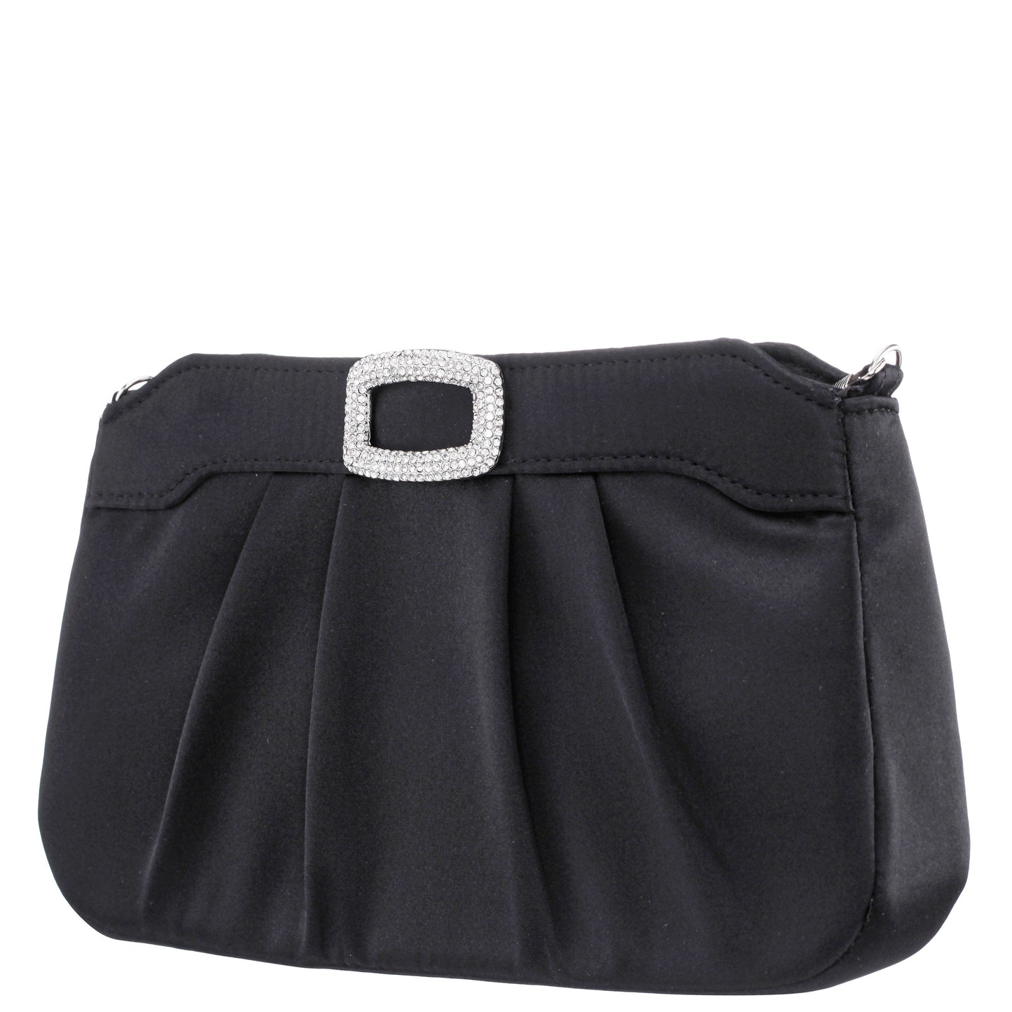 Nina Shoes Amy Black Satin / Glass Crystal Clutch