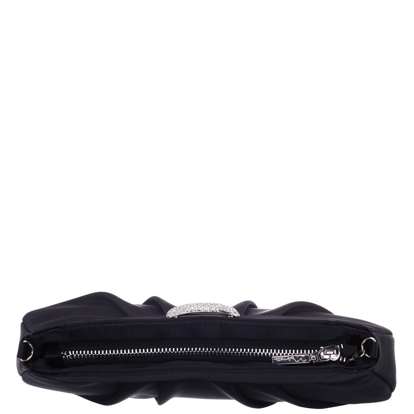 Nina Shoes Amy Black Satin / Glass Crystal Clutch
