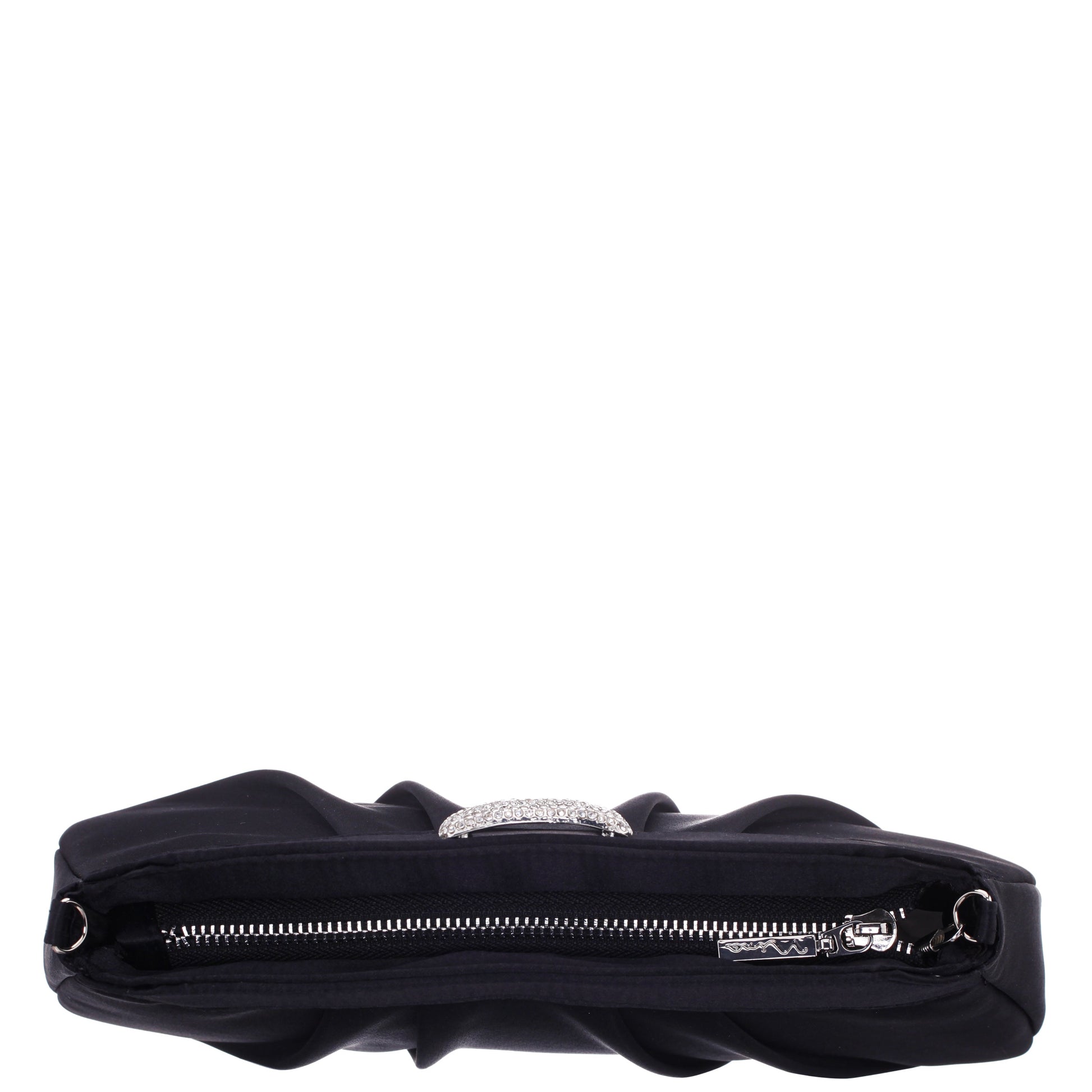 Nina Shoes Amy Black Satin / Glass Crystal Clutch