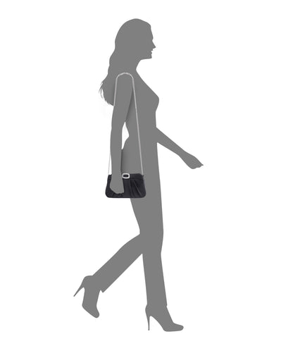 Nina Shoes Amy Black Satin / Glass Crystal Clutch