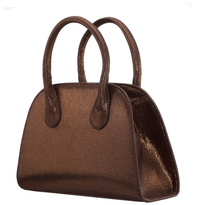 Nina Shoes Ainsley Brown Reflective Suedette Handle Bag