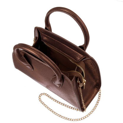 Nina Shoes Ainsley Brown Reflective Suedette Handle Bag