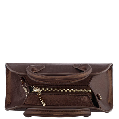 Nina Shoes Ainsley Brown Reflective Suedette Handle Bag