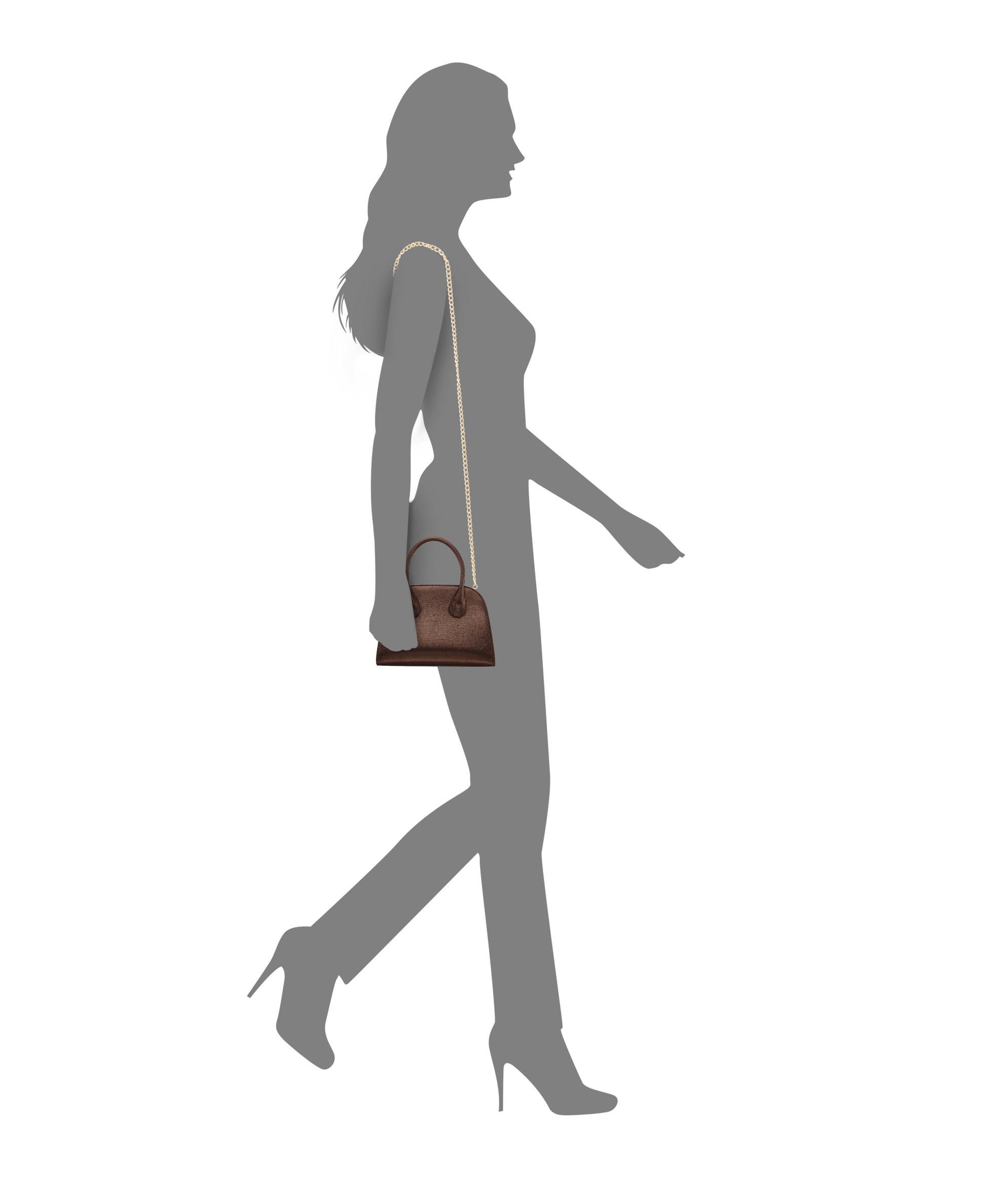 Nina Shoes Ainsley Brown Reflective Suedette Handle Bag