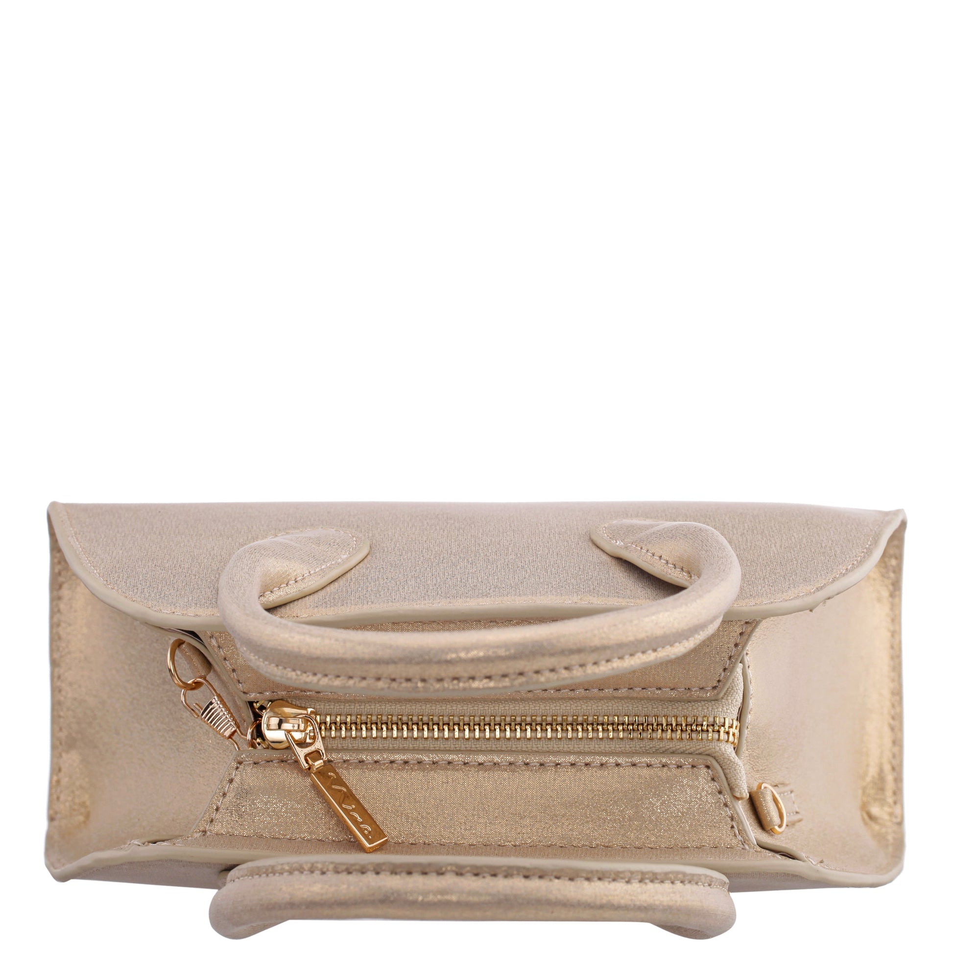 Nina Shoes Ainsley Gold Reflective Suedette Handle Bag