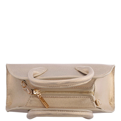 Nina Shoes Ainsley Gold Reflective Suedette Handle Bag