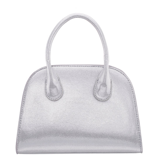Nina Shoes Ainsley True Silver Reflective Suedette Handle Bag