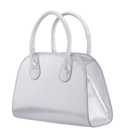 Nina Shoes Ainsley True Silver Reflective Suedette Handle Bag