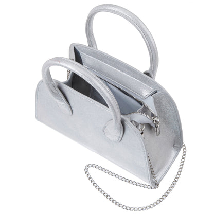 Nina Shoes Ainsley True Silver Reflective Suedette Handle Bag