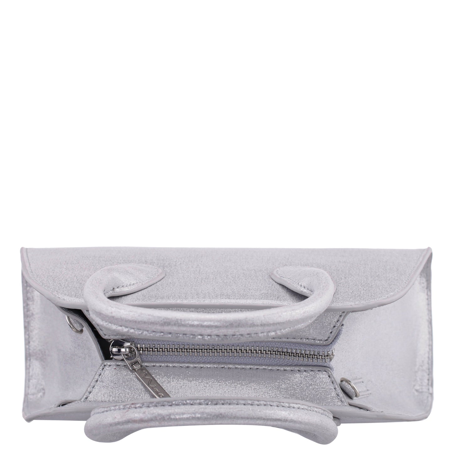 Nina Shoes Ainsley True Silver Reflective Suedette Handle Bag