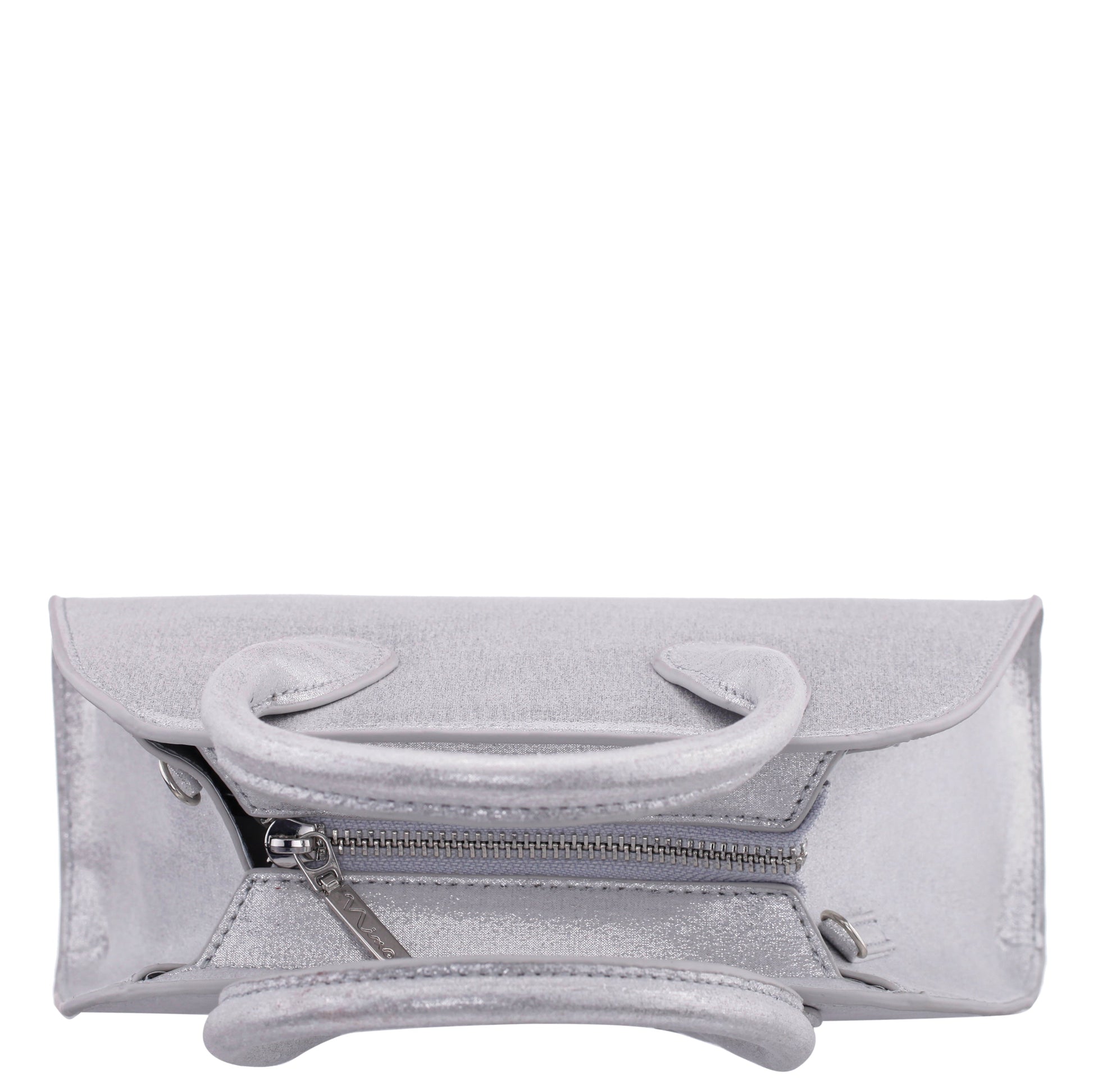 Nina Shoes Ainsley True Silver Reflective Suedette Handle Bag
