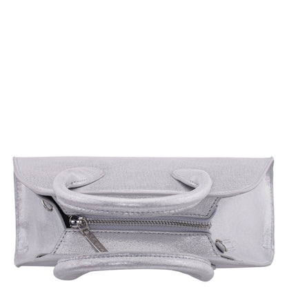 Nina Shoes Ainsley True Silver Reflective Suedette Handle Bag