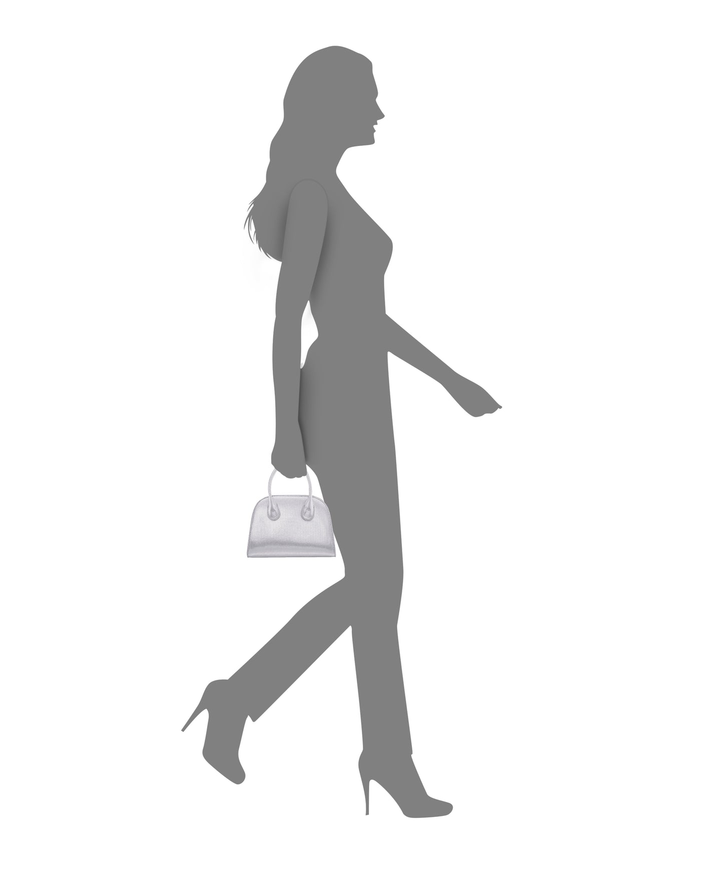 Nina Shoes Ainsley True Silver Reflective Suedette Handle Bag