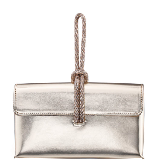 Nina Shoes Kaylee Platino Luna Foil PU / Glass Crystal Handle Bag
