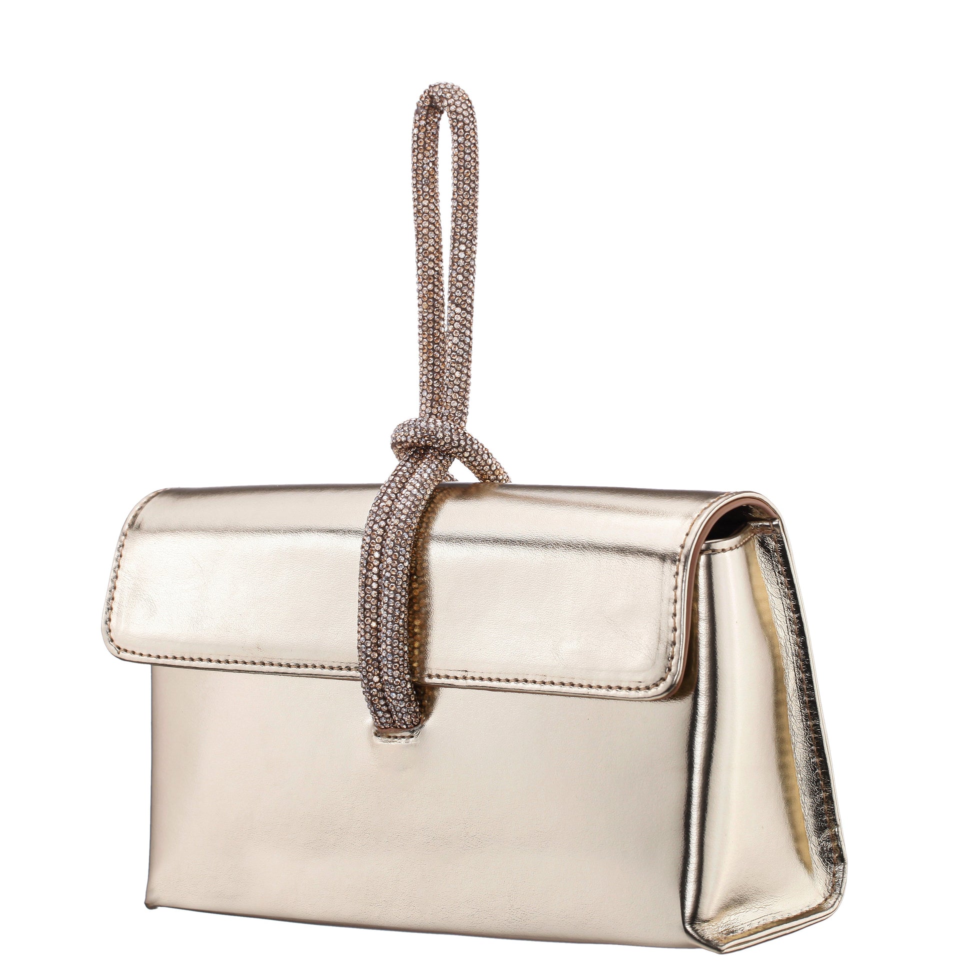 Nina Shoes Kaylee Platino Luna Foil PU / Glass Crystal Handle Bag