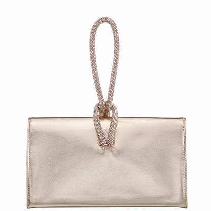 Nina Shoes Kaylee Platino Luna Foil PU / Glass Crystal Handle Bag