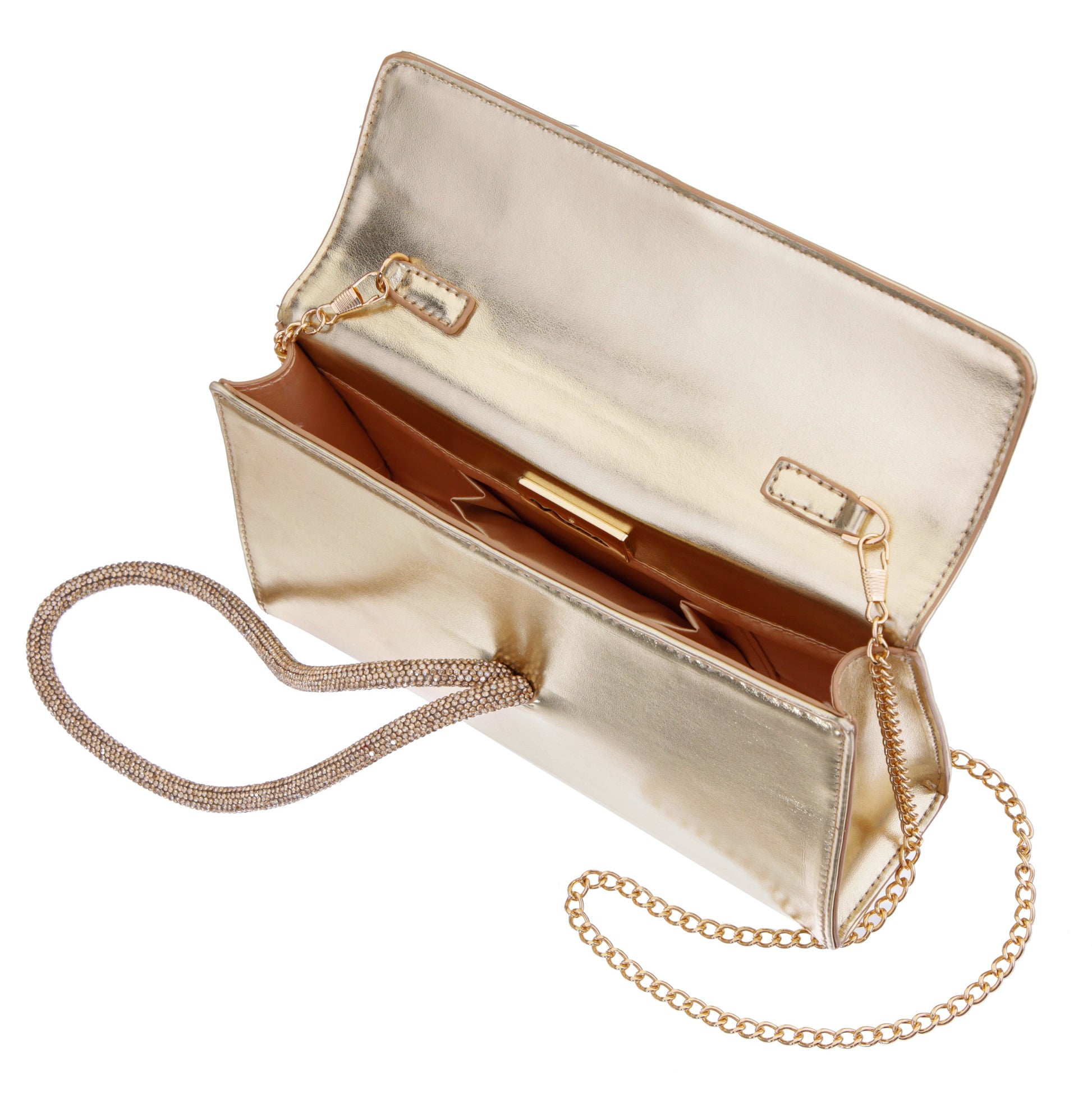 Nina Shoes Kaylee Platino Luna Foil PU / Glass Crystal Handle Bag