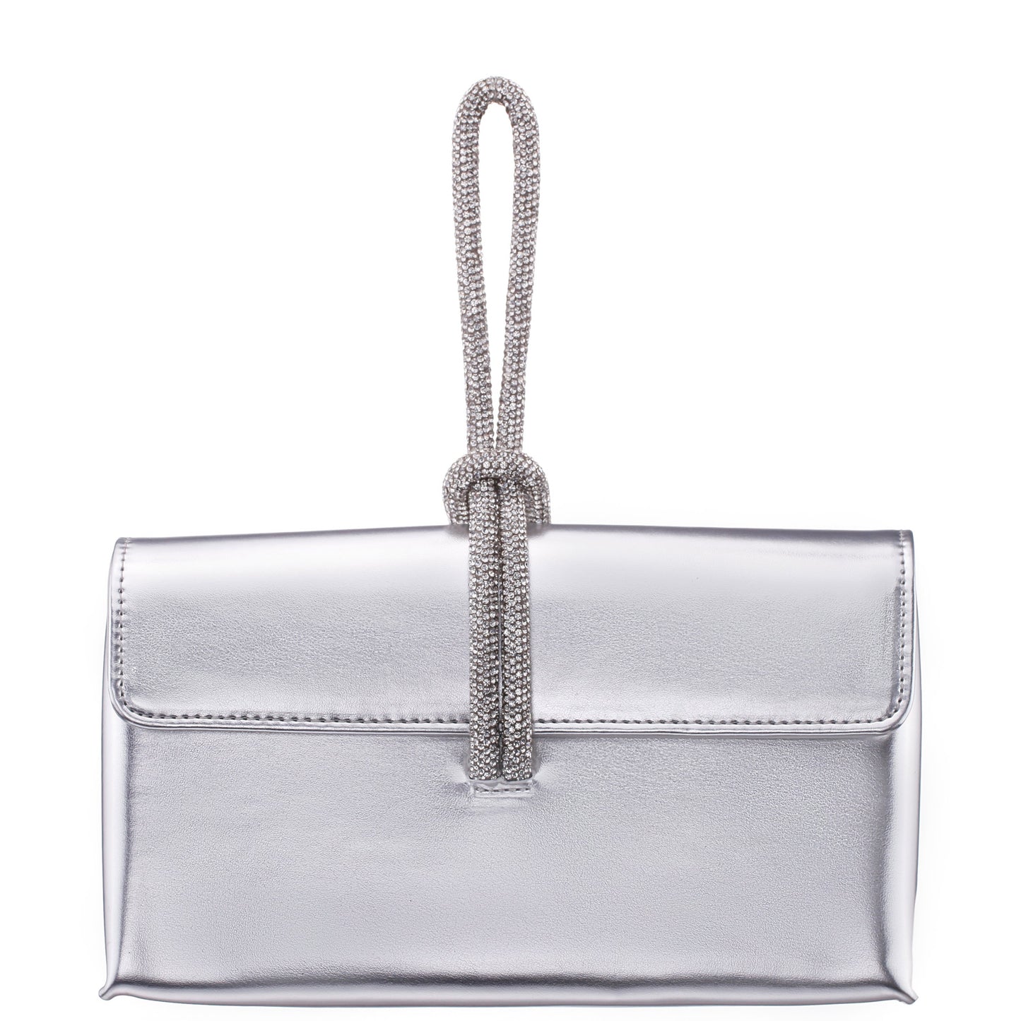 Nina Shoes Kaylee Silver Luna Foil PU / Glass Crystal Handle Bag