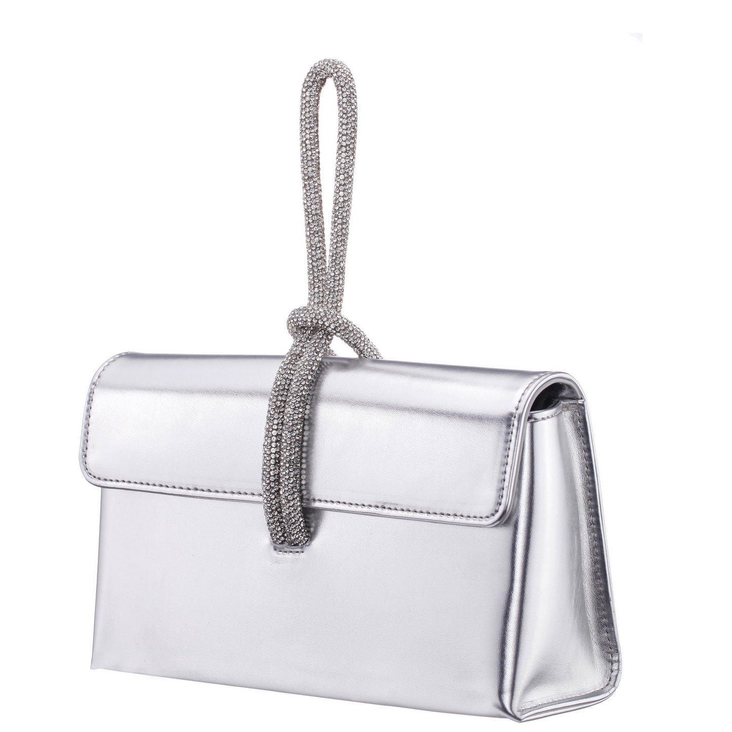 Nina Shoes Kaylee Silver Luna Foil PU / Glass Crystal Handle Bag