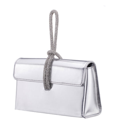 Nina Shoes Kaylee Silver Luna Foil PU / Glass Crystal Handle Bag