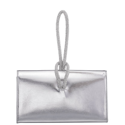 Nina Shoes Kaylee Silver Luna Foil PU / Glass Crystal Handle Bag