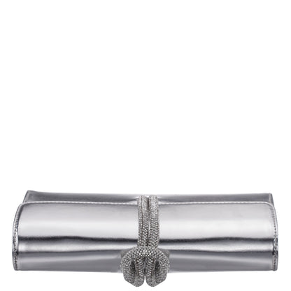 Nina Shoes Kaylee Silver Luna Foil PU / Glass Crystal Handle Bag