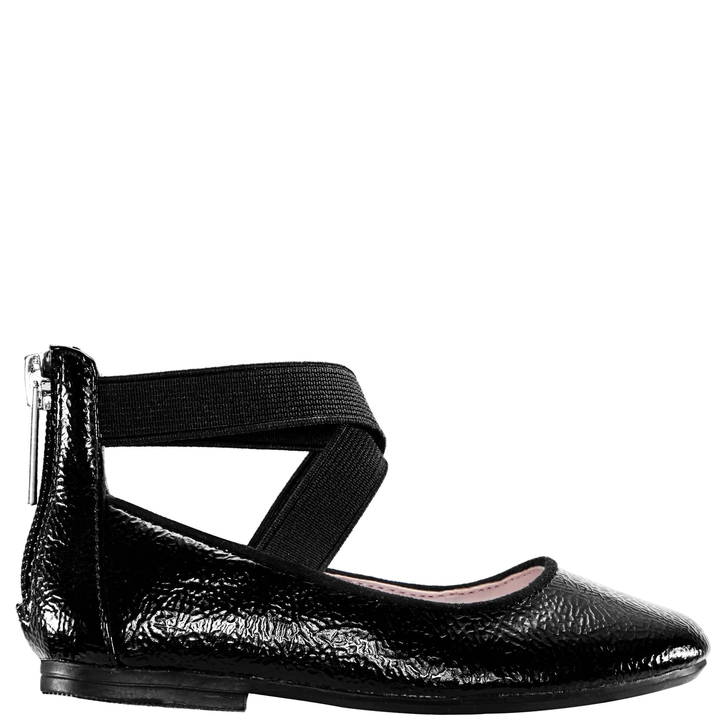 Nina Shoes Girls Marissa Black Zip Back Ballet Flats