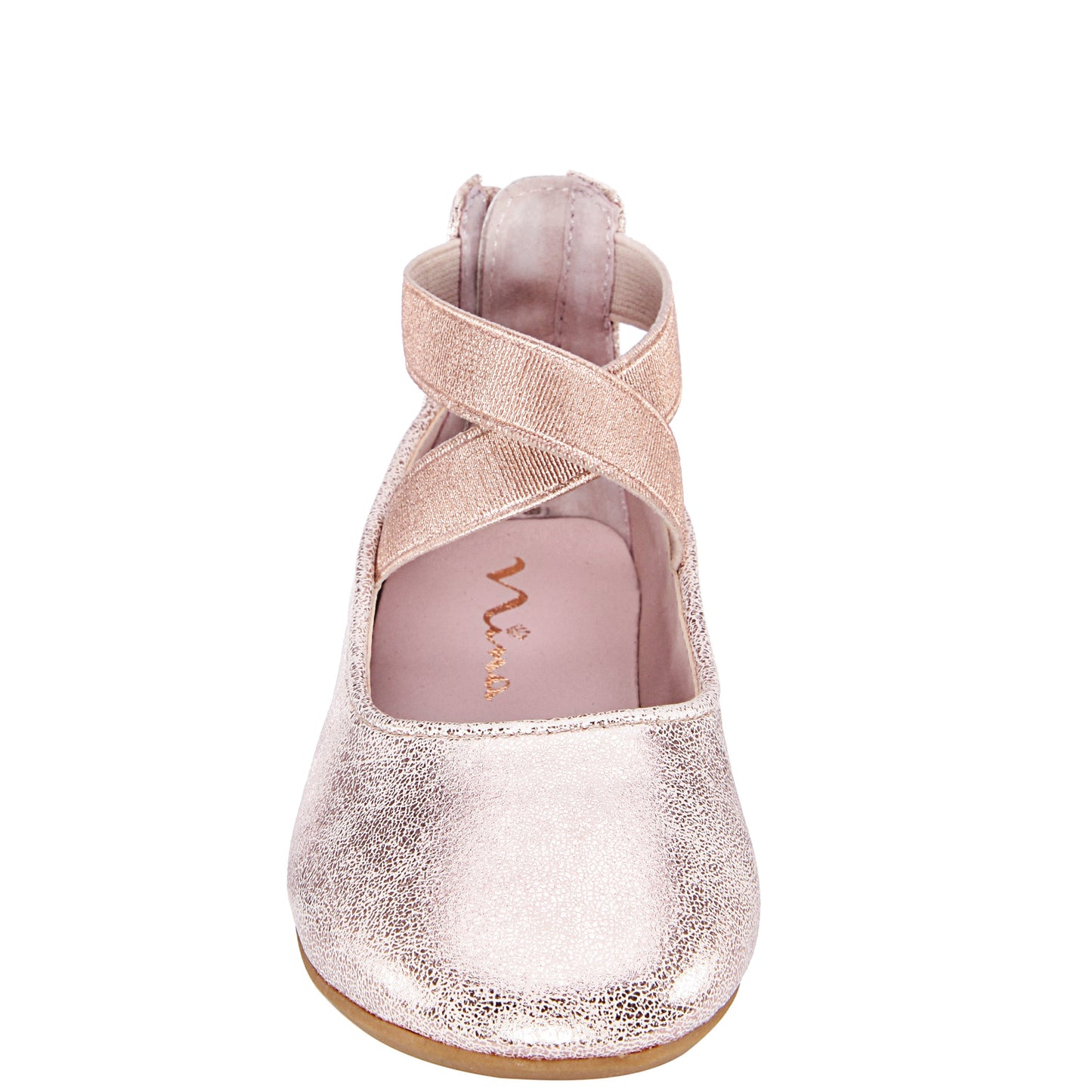 Nina Shoes Girls Marissa Rose Gold Distressed zip back ballet flats