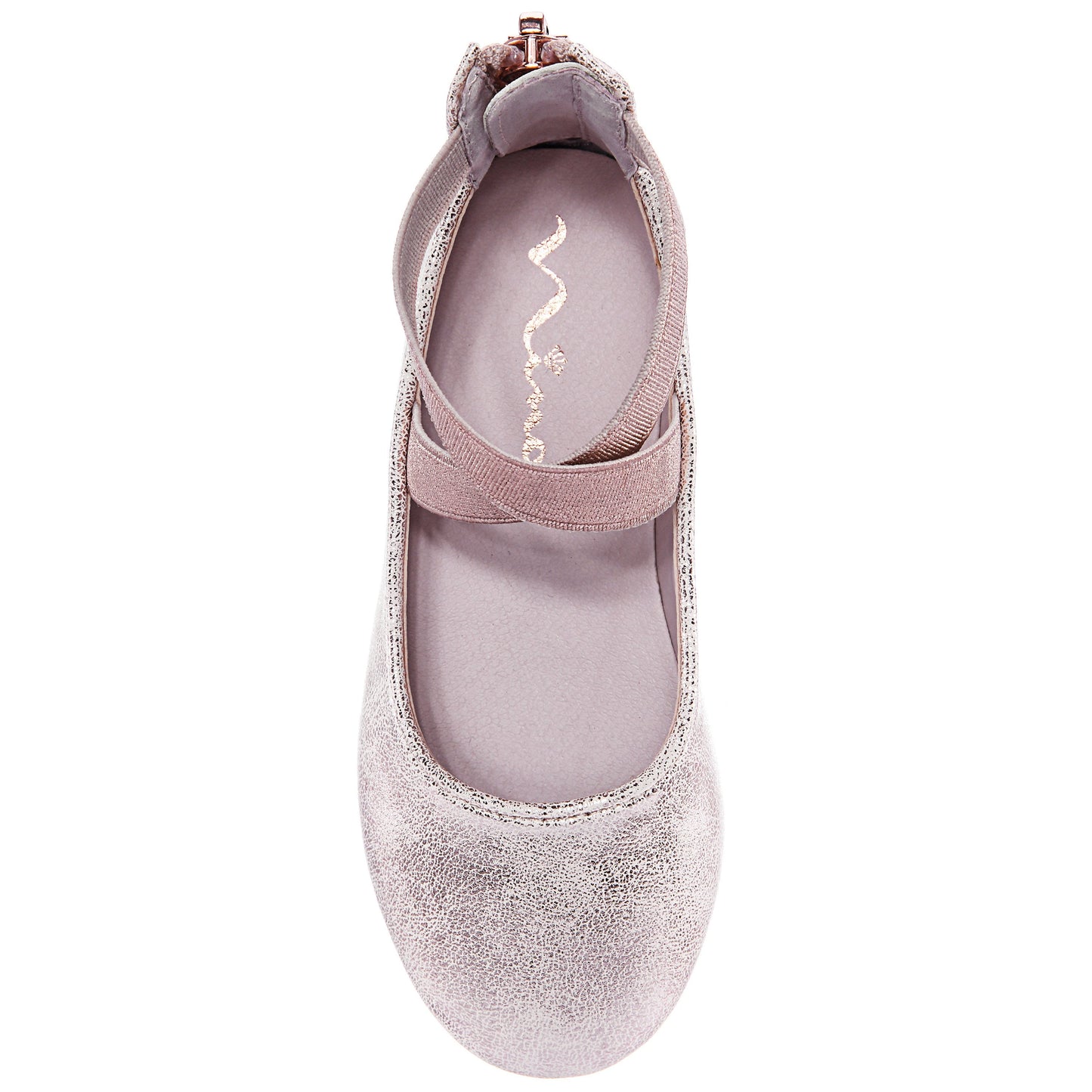 Nina Shoes Girls Marissa Rose Gold Distressed zip back ballet flats