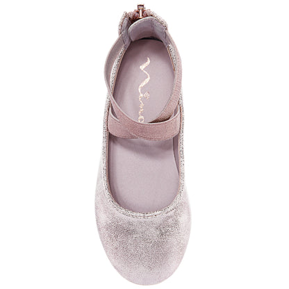 Nina Shoes Girls Marissa Rose Gold Distressed zip back ballet flats