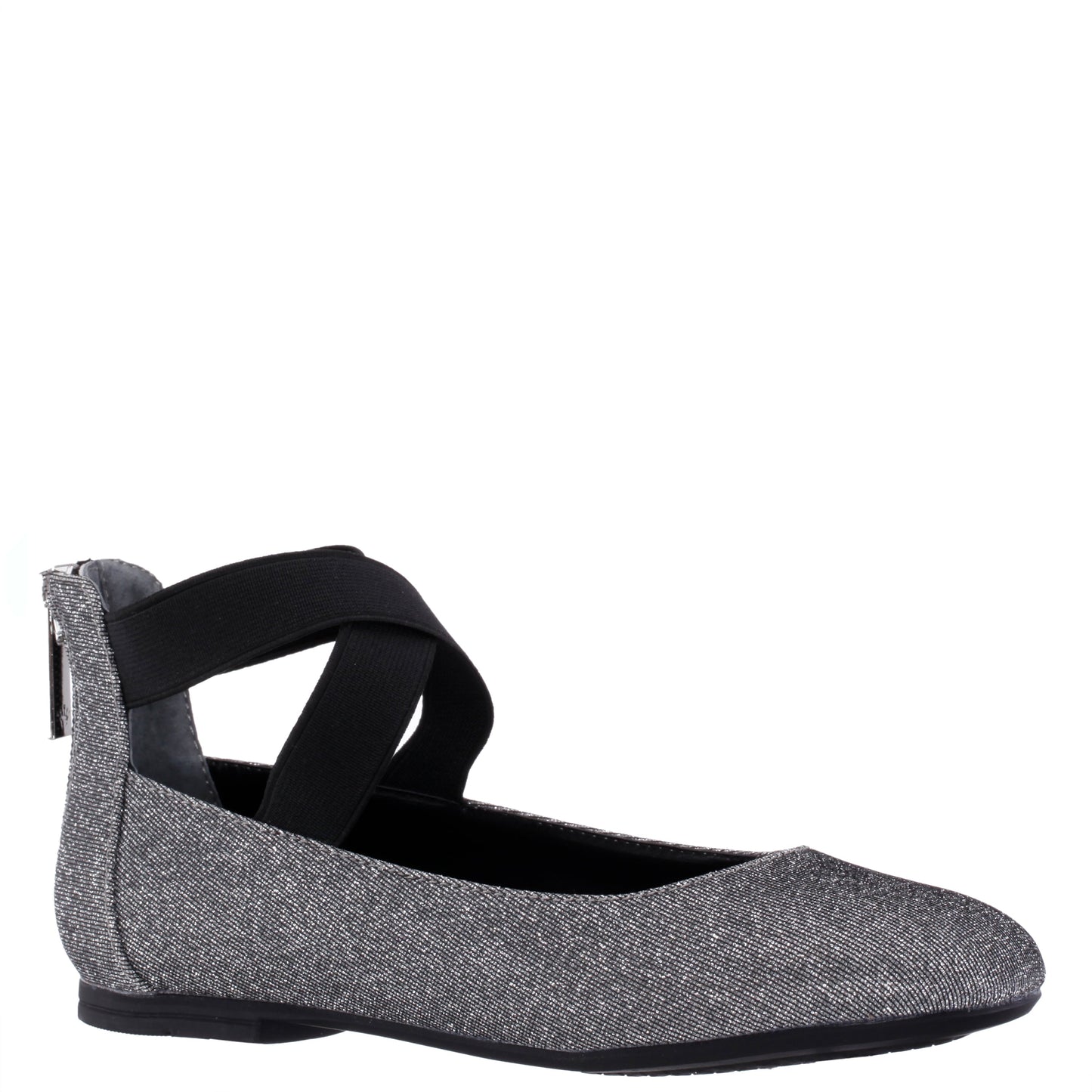 Nina Shoes Girls Marissa Black Sparkle zip back ballet flats
