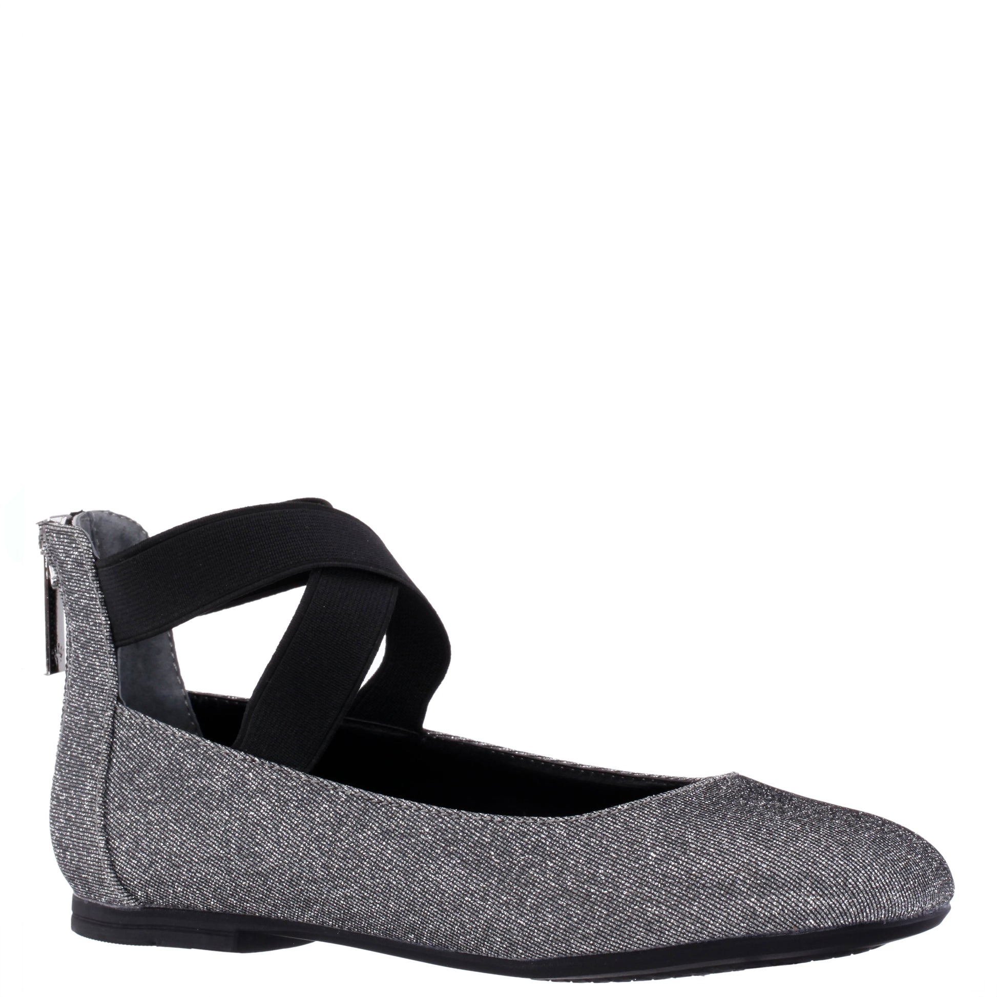 Nina Shoes Girls Marissa Black Sparkle zip back ballet flats