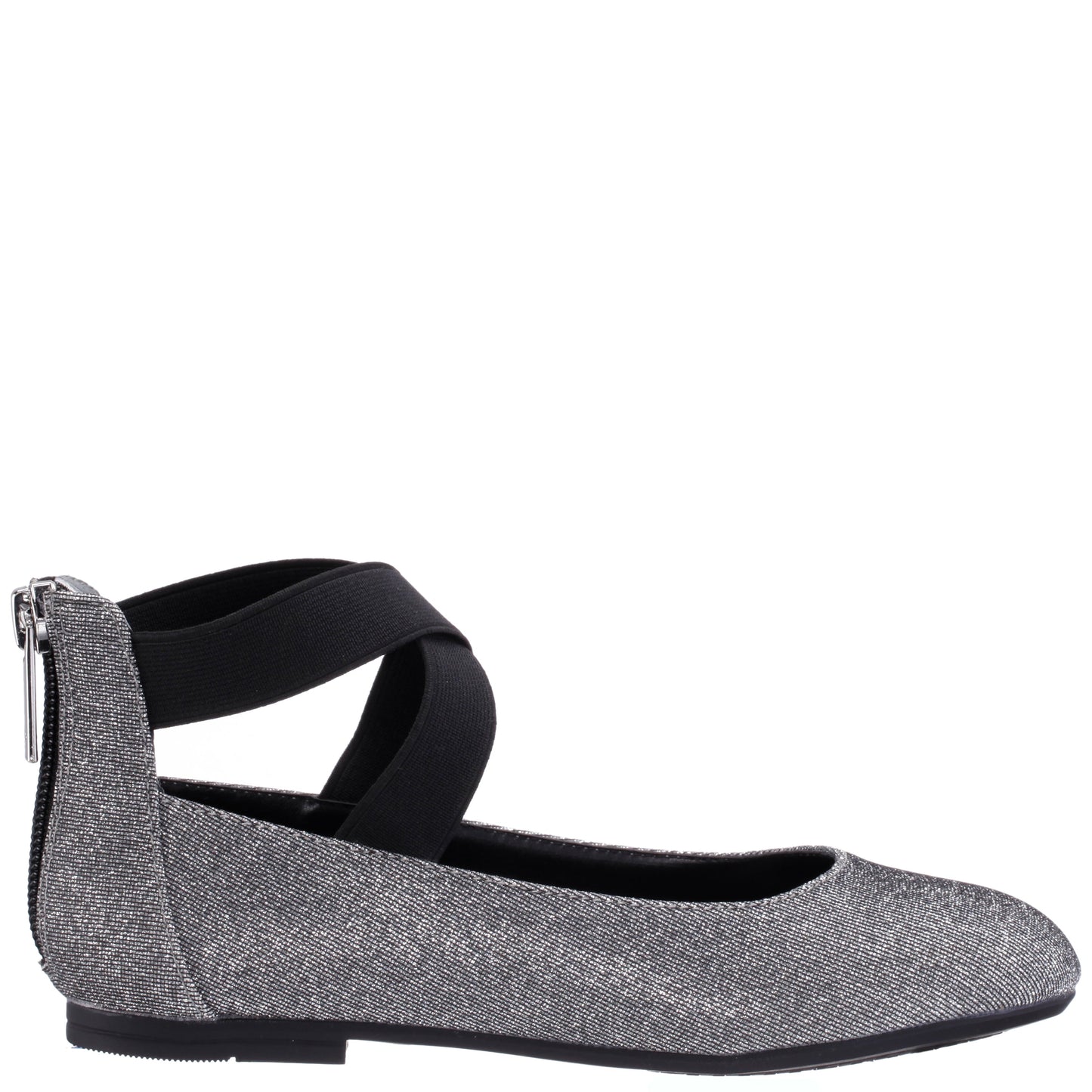 Nina Shoes Girls Marissa Black Sparkle zip back ballet flats