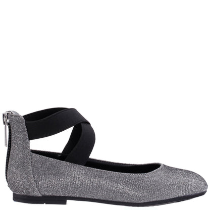 Nina Shoes Girls Marissa Black Sparkle zip back ballet flats