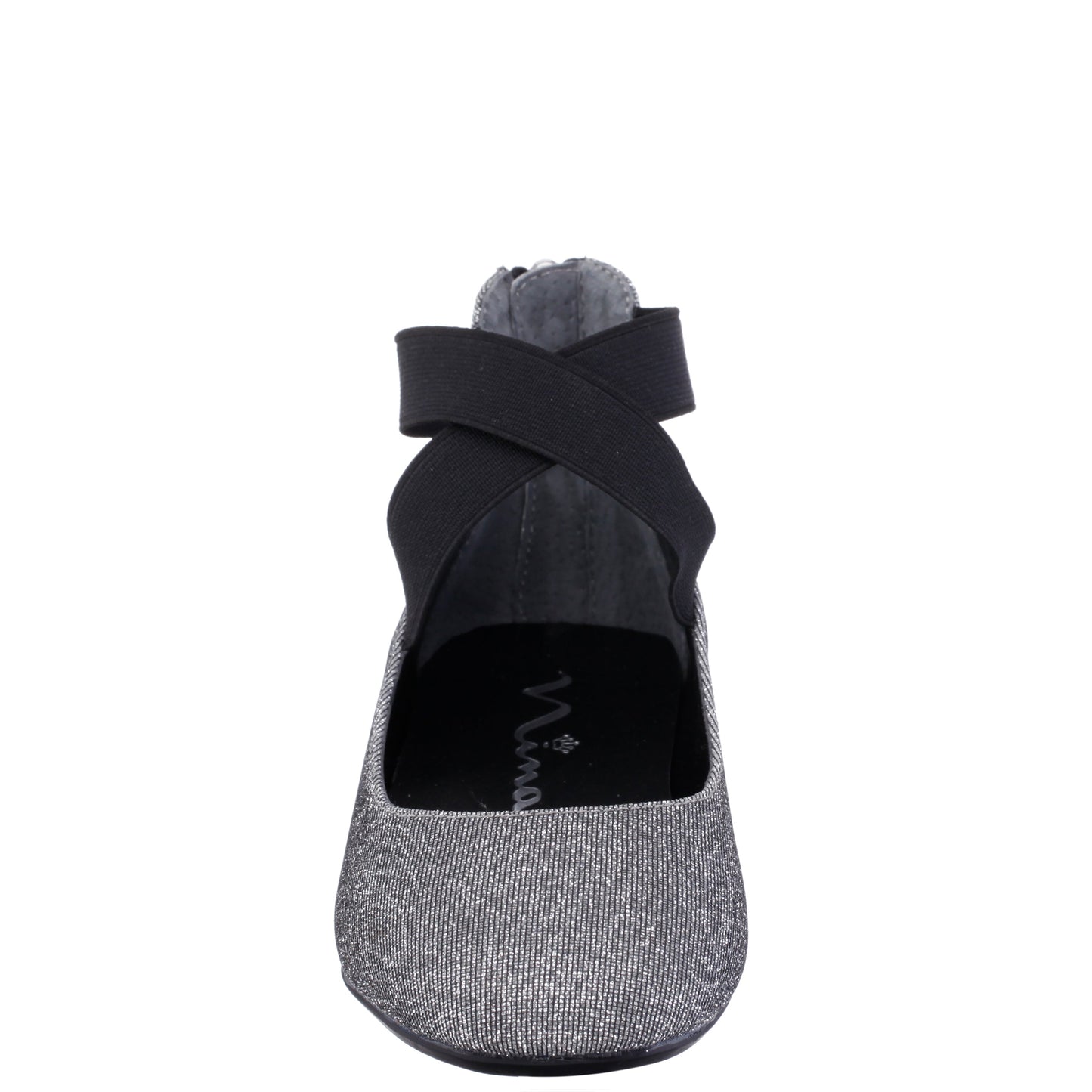 Nina Shoes Girls Marissa Black Sparkle zip back ballet flats