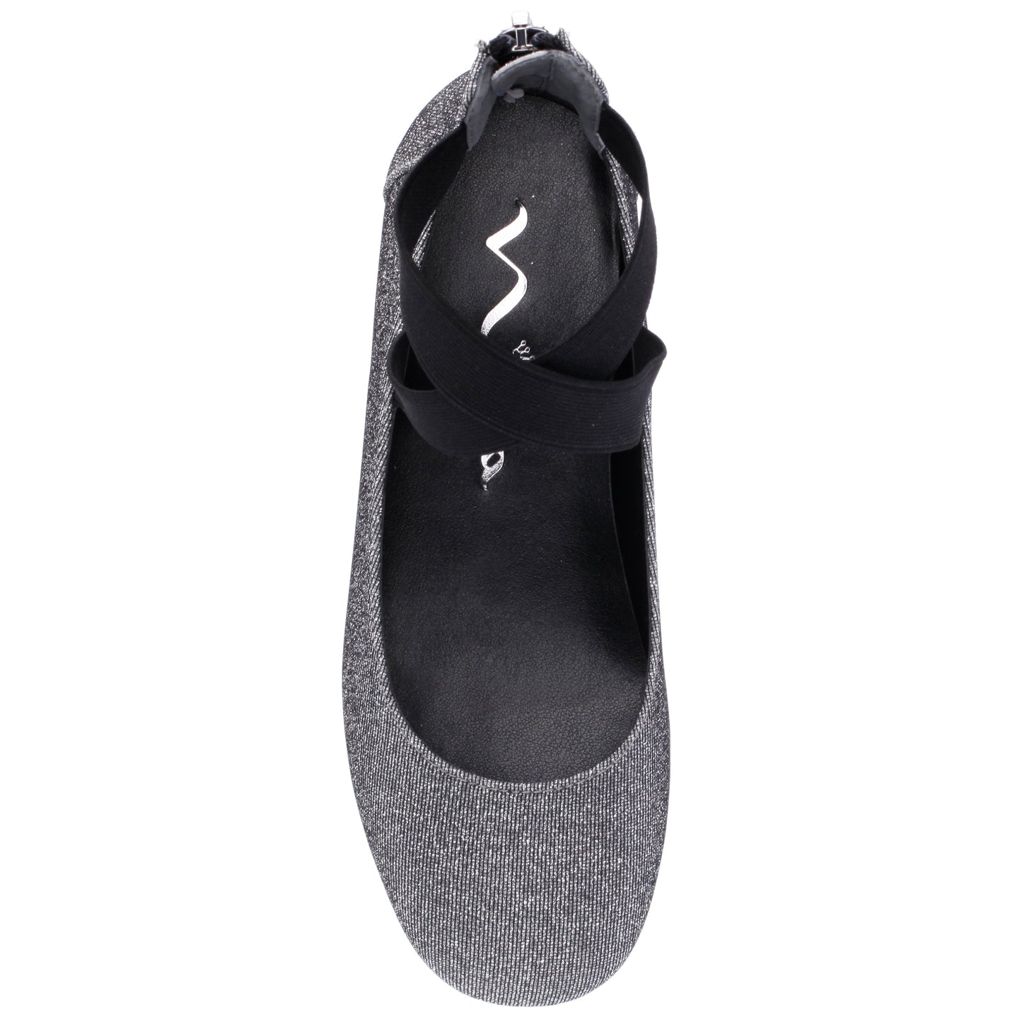 Nina Shoes Girls Marissa Black Sparkle zip back ballet flats