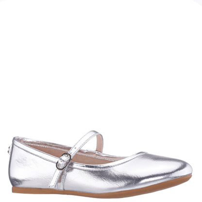 Nina Shoes Girls Nicola Silver Crackle Metallic Ballet Flats