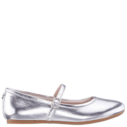 Nina Shoes Girls Nicola Silver Crackle Metallic Ballet Flats