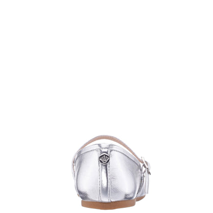 Nina Shoes Girls Nicola Silver Crackle Metallic Ballet Flats