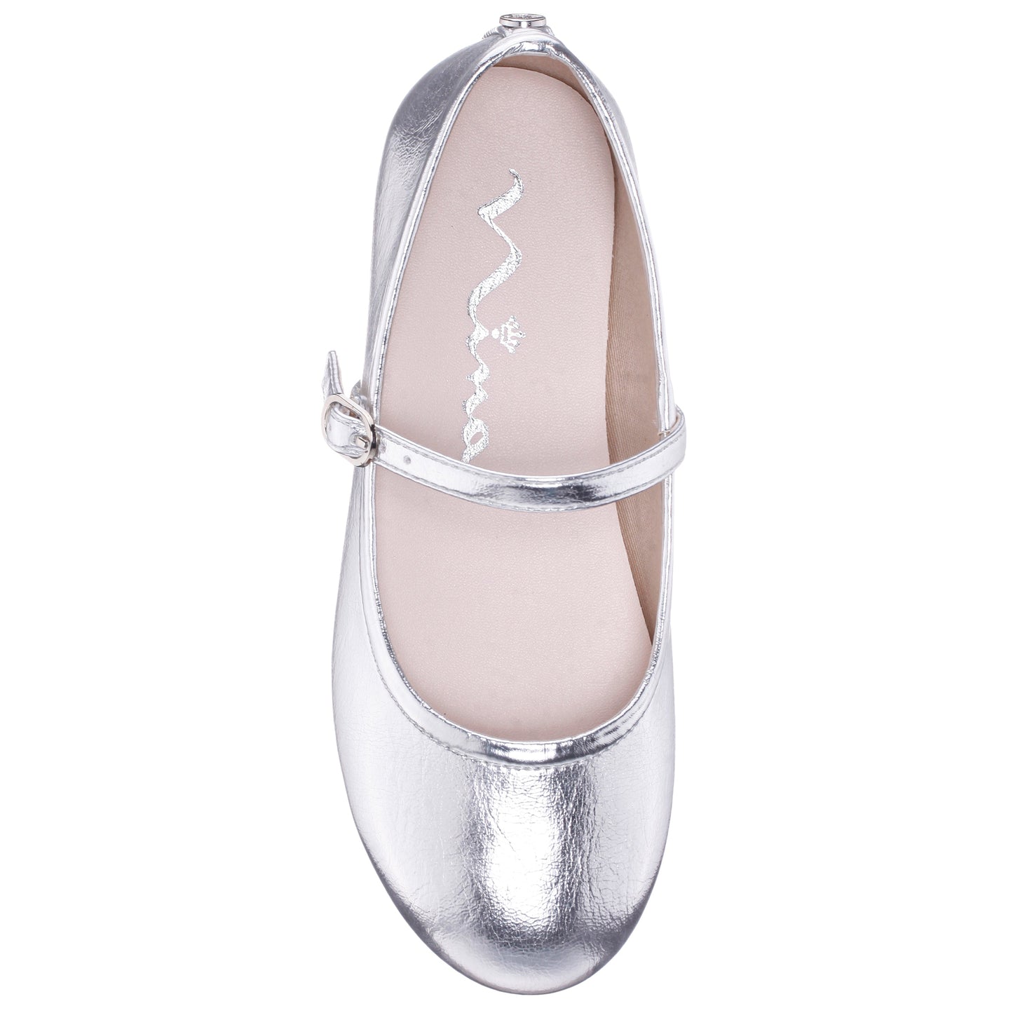 Nina Shoes Girls Nicola Silver Crackle Metallic Ballet Flats