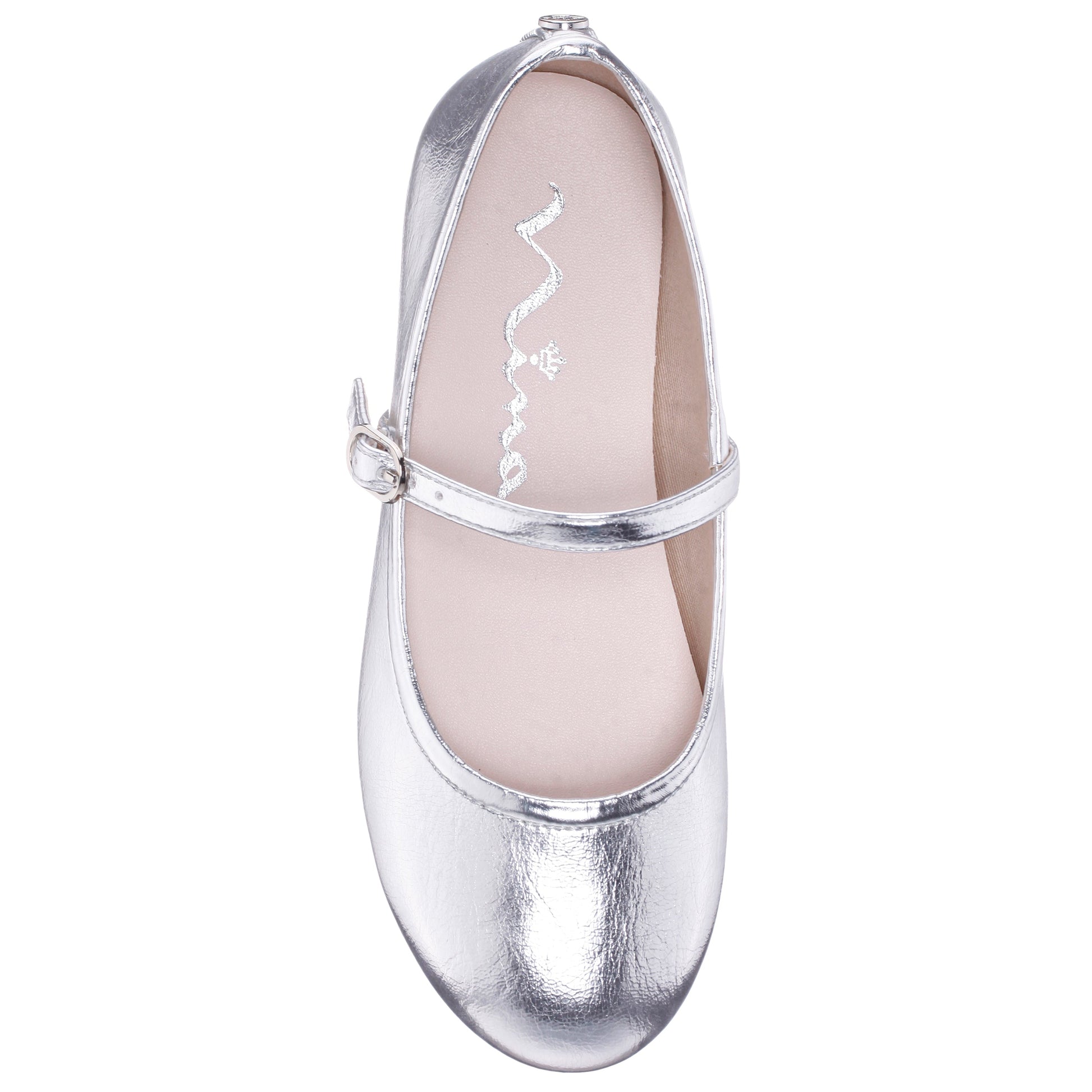 Nina Shoes Girls Nicola Silver Crackle Metallic Ballet Flats