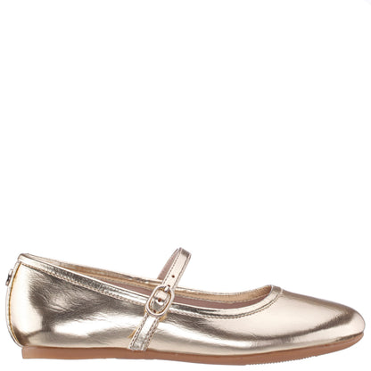 Nina Shoes Girls Nicola Gold Crackle Metallic Ballet Flats