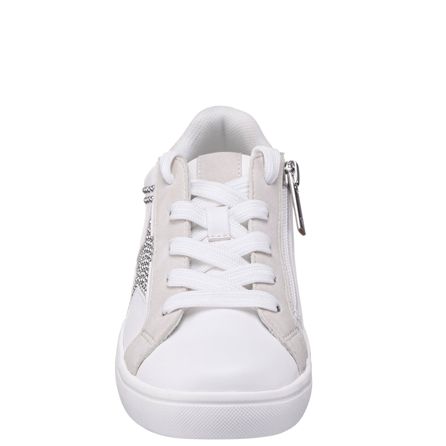 Nina Shoes Girls Zicky White lace up star studded sneakers